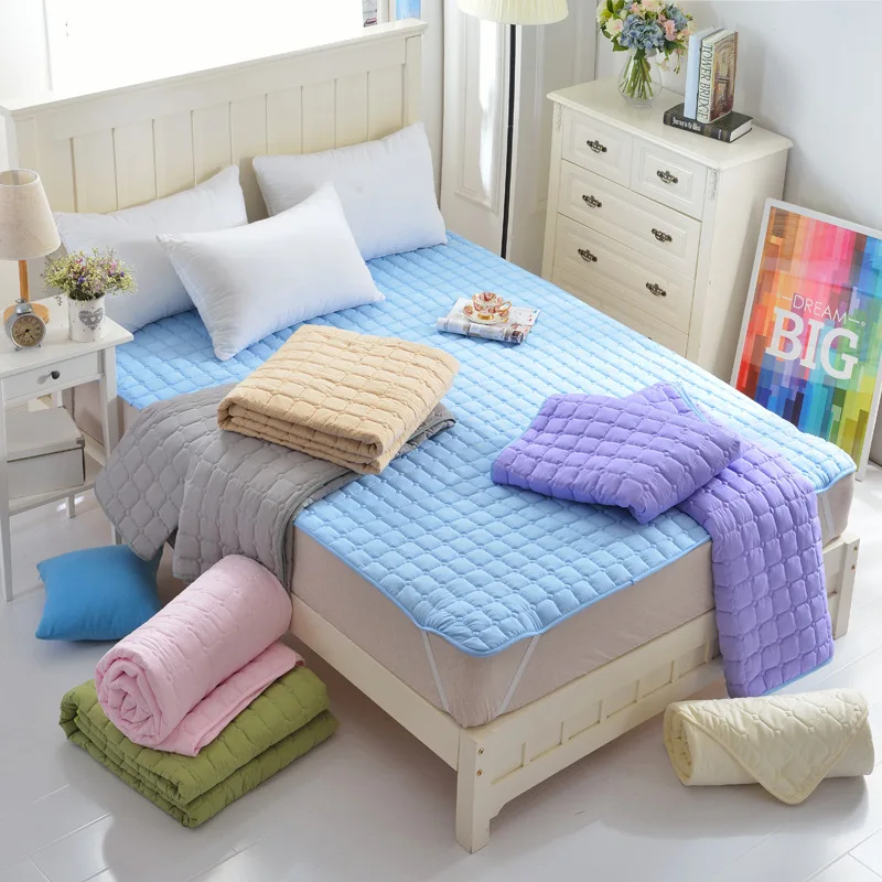 

2018 summer bed mat 1.0cmbed covers grey bedspread home textile Mattress elastic fitted sheet with rubber bed cushion green bed