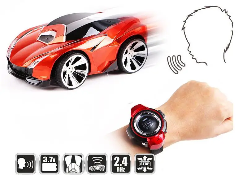 2017 New Voice Activated Remote Control RC Car with smart watch car toy voice control car toy with LED head light vs 48400 48500