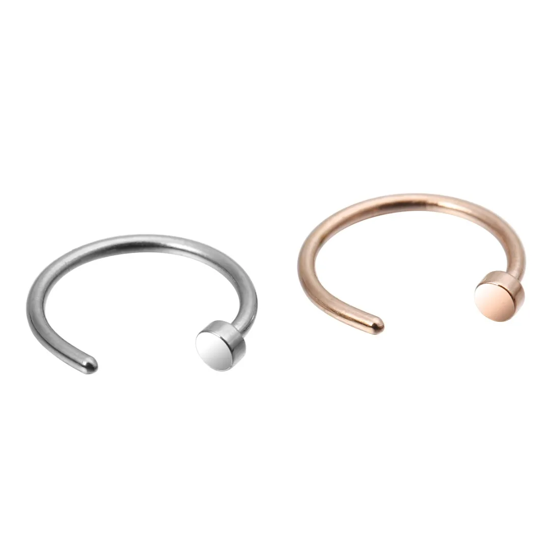 10pc Unisex Round Top Surgical Steel Fake Nose Stud Ring Fashion Silver Gold Lip Ear Hoop Cartilage Piercing Body Jewelry