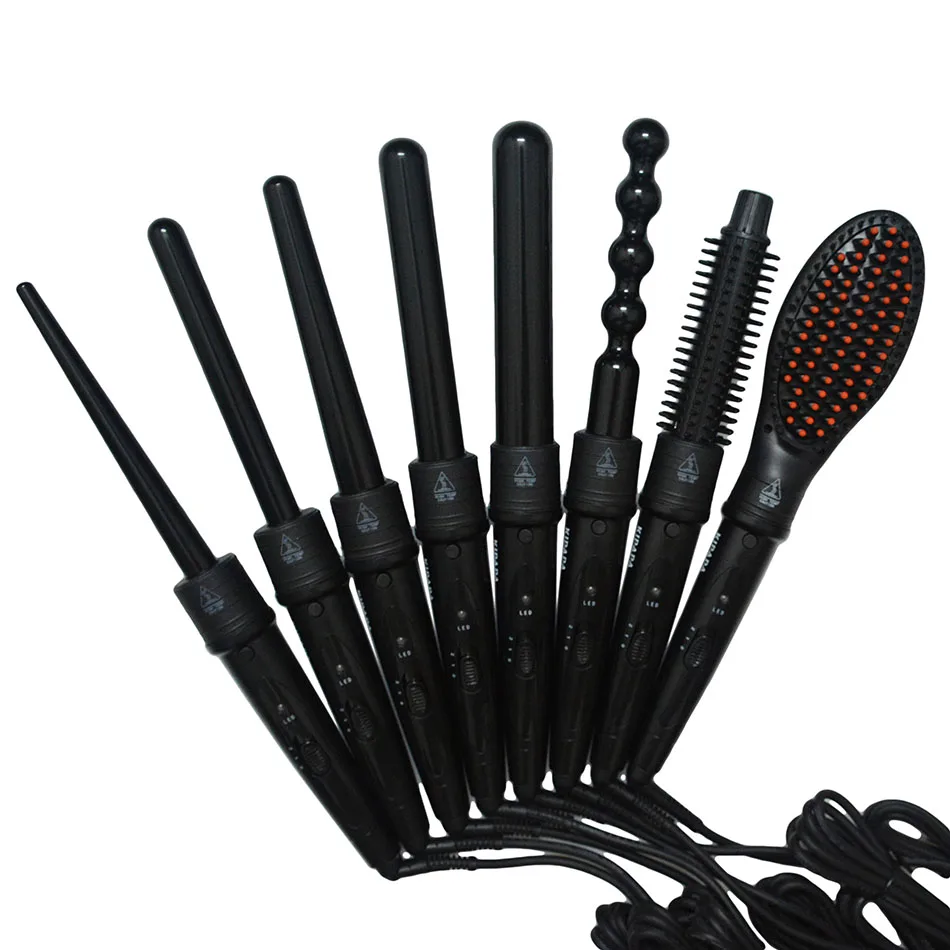 KIPAPA набор для завивки волос 0,35-1,25 дюймов, дорожные керамические щипцы для завивки волос, утюжок для выпрямления волос, расческа на выбор