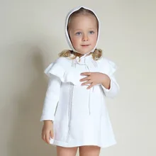 Свитер для новорожденных девочек; платье для малышей с длинными рукавами и шапкой; сезон зима-весна-осень; детские вязаные теплые свитера; топы; платья