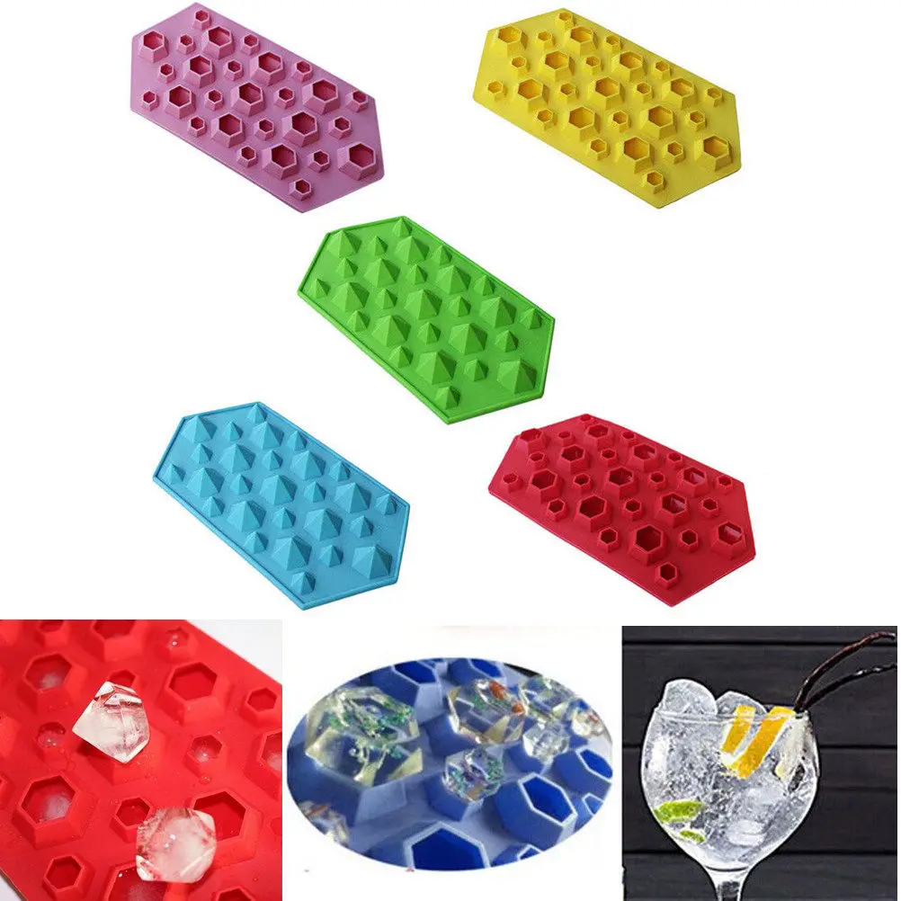 

High Quality 1Pc Diamonds Gem Cool Ice Cube Chocolate Soap Tray Mold Silicone Fodant Moulds 3d