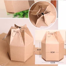 9x1 1 cm/12x14,5 cm 10 Uds. Caja de cartón Hexagonal vintage para regalo Caja de galletas caja de embalaje para té con cuerda