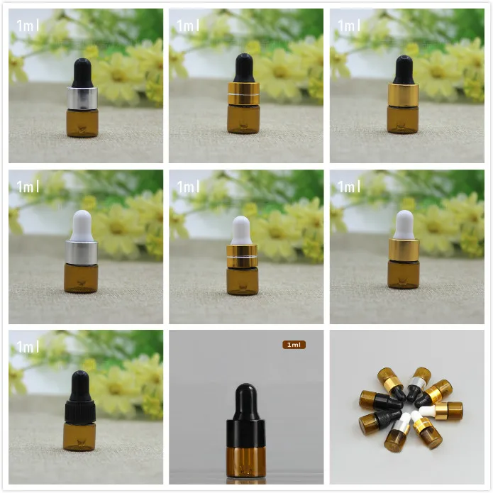 

1ML brown glass bottle Glass Amber Cosmetic Perfume Dropper Pipette Bottle, Empty Essential Oil Serum Refillable Brown Vials,