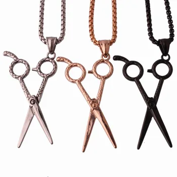

Punk Barber Jewelry Silver Color/Gold/Black/Rose Gold Stainless Steel Hair clipper Scissors Pendants Necklaces for Men Women