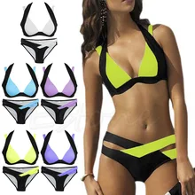2017 Mujeres A Estrenar Sexy Bikini Conjunto de trajes de Baño Monokini Vendaje Push Up Acolchado Traje de Baño Ropa de Playa Encanto
