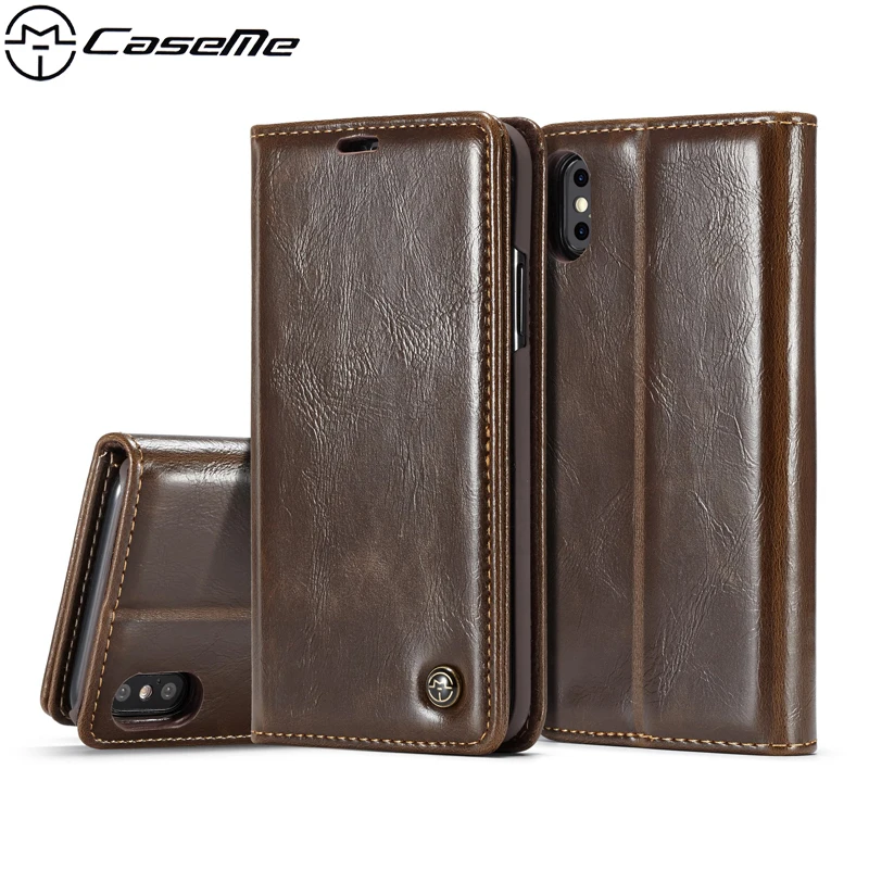 

Magnetic Flip Phone Cover Case For Apple iPhone XS X 10 Coque Fundas Luxury Leather PC Back Cover Card Stand Case for iPhone X