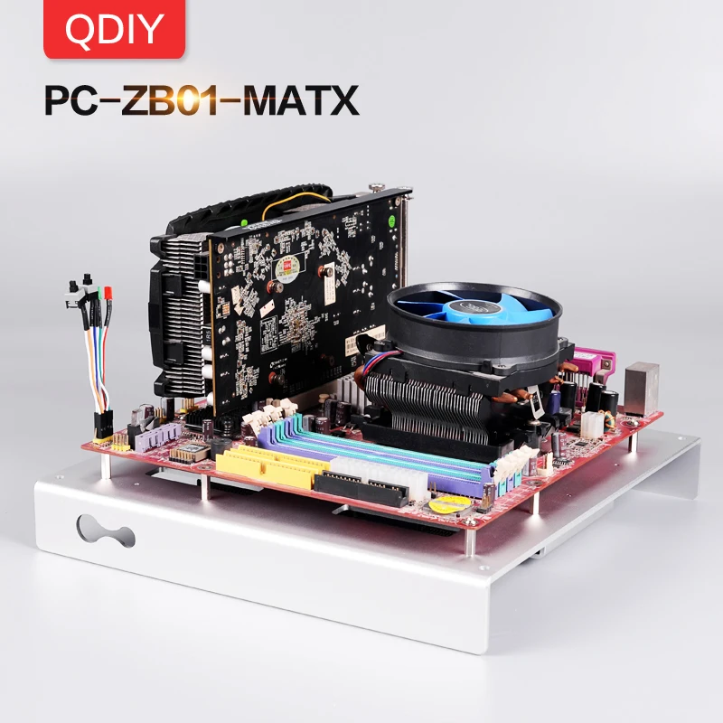 QDIY PC-ZB01 MicroATX открытие алюминиевый сплав ПК аппаратное обеспечение материнская плата дисплей платформа Кронштейн Рамка Шасси