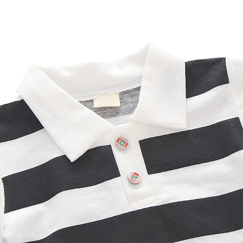 Summer Baby Boys Clothing Sets Short Sleeve Stripe Print Tops Blouse+Suspender Pants Children Casual Outfits Sets