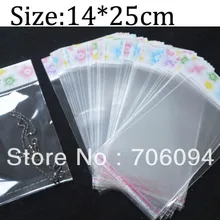 14*25 см, Толщина: 0,08 мм, 800 шт./лот прозрачный самоклеющийся уплотнитель поли пластиковый пакет с заголовком, Пользовательский логотип Jewerly пластиковый пакет