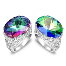 Marca de moda de la boda anillos anéis de diamante creado topacio místico anillos de plata joyería