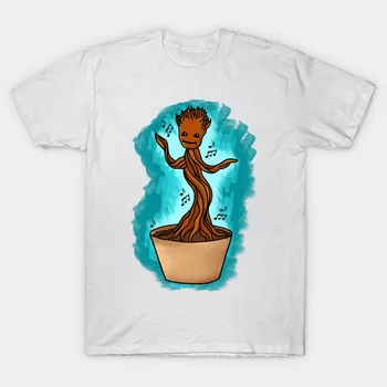 2017 New Fashion Movie Guardians of the Galaxy Men T Shirt Hipster Homme Dancin Baby Groot Print T-Shirt Hip Hop Tees Brand Tops
