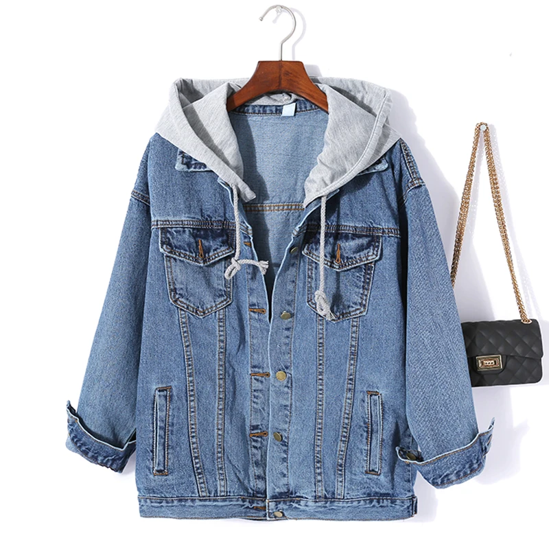 denim jacket with hoodie women's