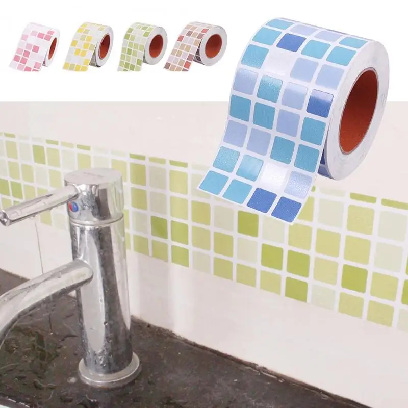 1pc Bathroom Tiles Waterproof Wall Sticker Vinyl PVC Mosaic Self