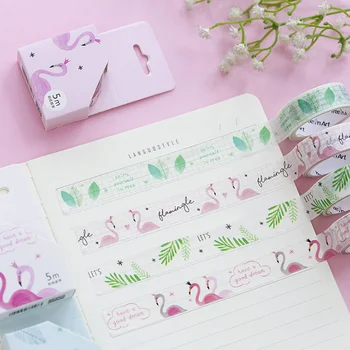 

1 Pcs Cute 15mm*5m Animal Flamingo Decorative Adhesive Washi Tape Scrapbooking Stickers Masking Tapes Stationery Supplies