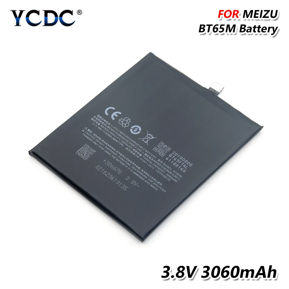 YCDC оригинальные для Meizu MX6 M685U M685Q M685C 3,8 V 3060 мА/ч, BT65M телефон Батарея BT-65M BT 65 м