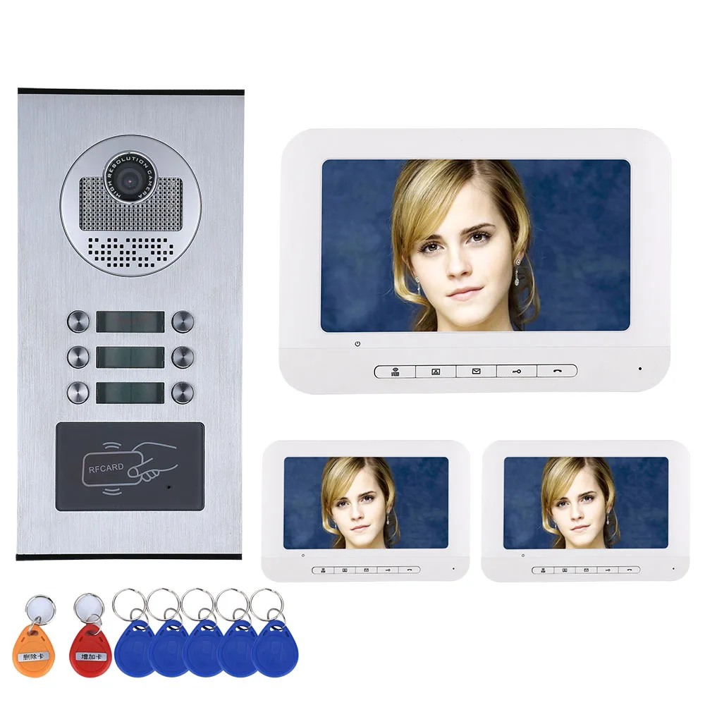 US $202.88 3456 ApartmentFamily Video Door Phone Doorbell Intercom System Rfid Ir Cut Hd 1000tvl Camera With 6 Button 3456 Monitor