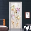 New Modern Embossed Tulip Flowers Door Stickers Mural PVC Self-adhesive 3D Wallpaper For Living Room Bedroom Door Decor Decals ► Photo 2/5