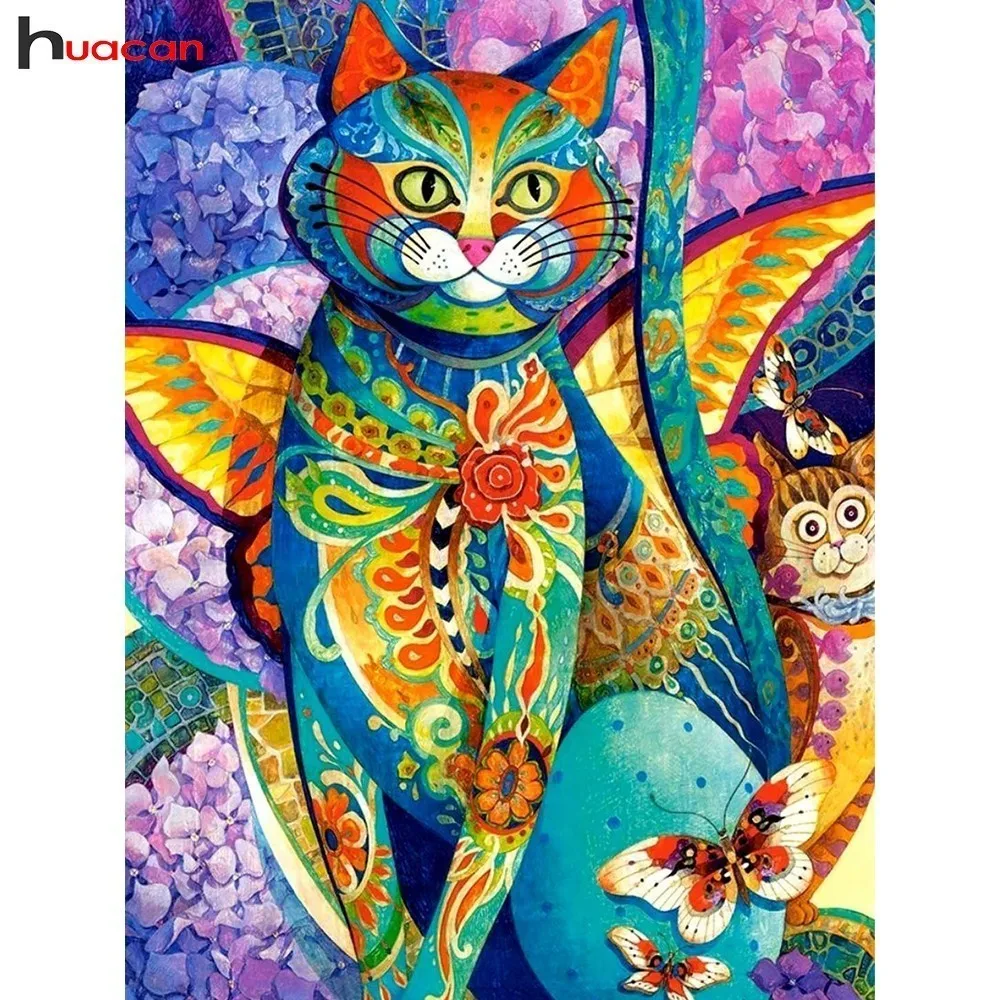 

Huacan DIY Diamond Painting Cats Full Square Drill Diamond Embroidery Animal Rhinestones Diamond Mosaic Cartoon Home Decoration