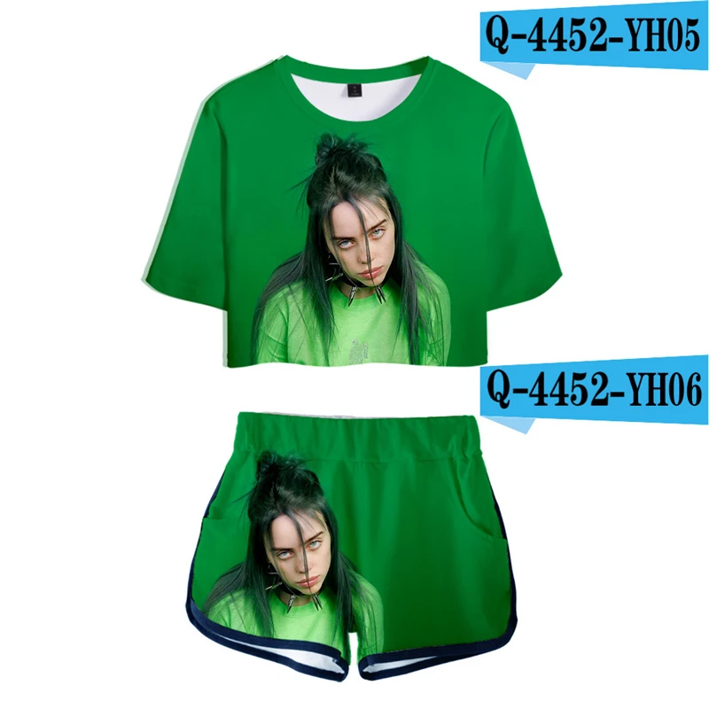 

Billie Eilish Crop Top Set 2019 Two Piece Set Cropped Crop Top Women Hip Hop Two Piece Set Top And Pants Streetwear Womens Suit