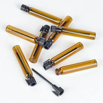 

20Pieces/Lot 2ML Portable Refillable Brown Glass Perfume Bottle With Black Cap&Empty Essential Oils Trial Pack Tube For Traveler