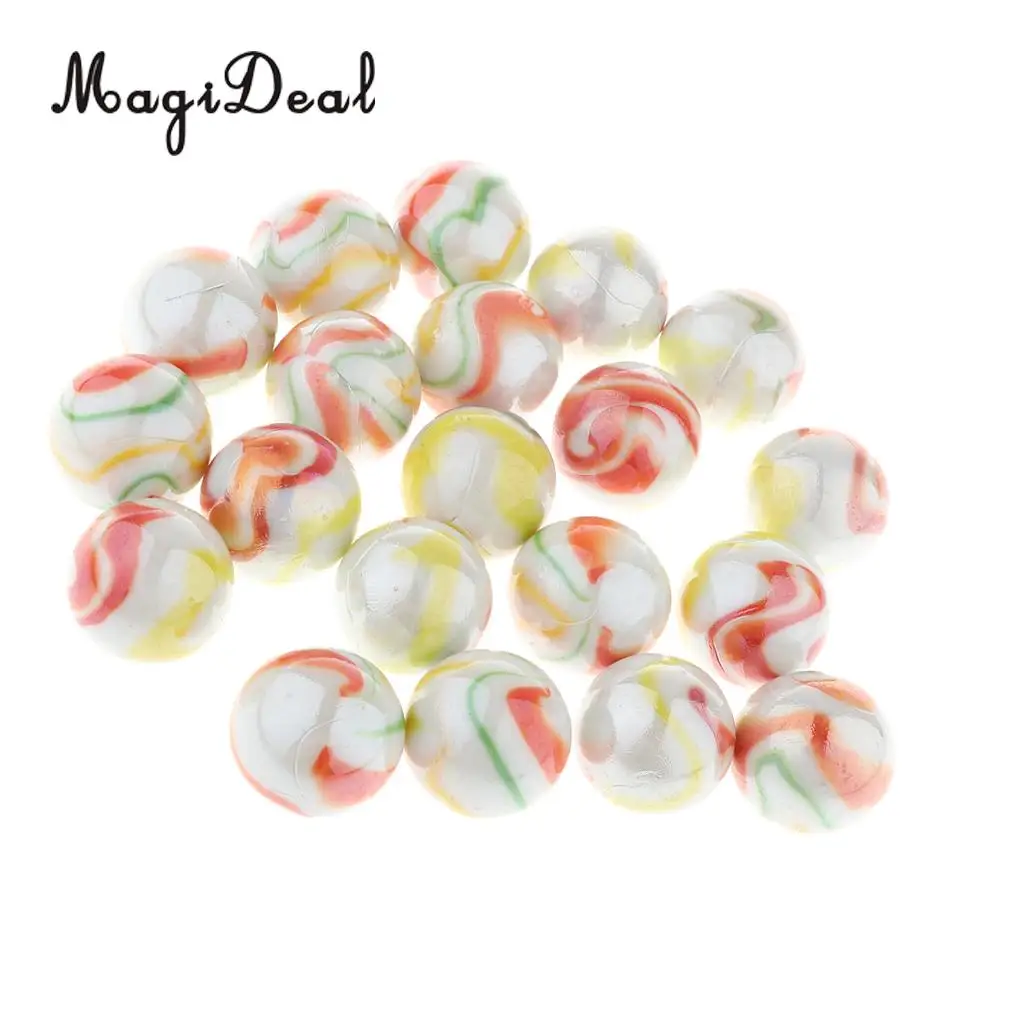 25mm Floral Stripes Glass Marbles, Pack of 20, Kids Marble Ball Run Game Toy, Chinese Checkers Marble Beads Collections #B