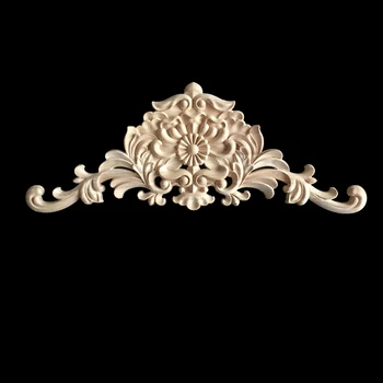 

5/10PCS European Style Wooden Wood Applique Decal Furniture Door Decoration Carved Flower Home Decor Figurine Miniature 38X15CM