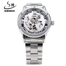 SHENHUA Fashion Steampunk Skeleton Watches Men Waterproof Shockproof Automatic Mechanical Wrist Watches Men relogio masculino