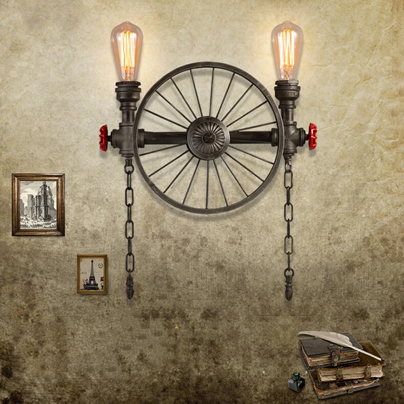 Креативная личность железное колесо ретро лампы Лофт настенный светильник Промышленный Ресторан Бар Кафе настенный светильник s Офис Кабинет Бра