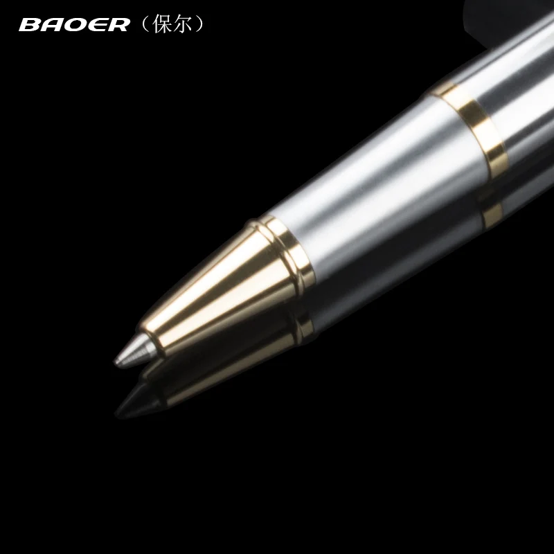 Бесплатная доставка бренд Baoer металлическая шариковая ручка серебряного цвета