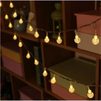 

5M 28LED Globe String Lights Warm White/White Crystal Ball Fairy Light for Party Christmas Wedding New Year Indoor Decoration