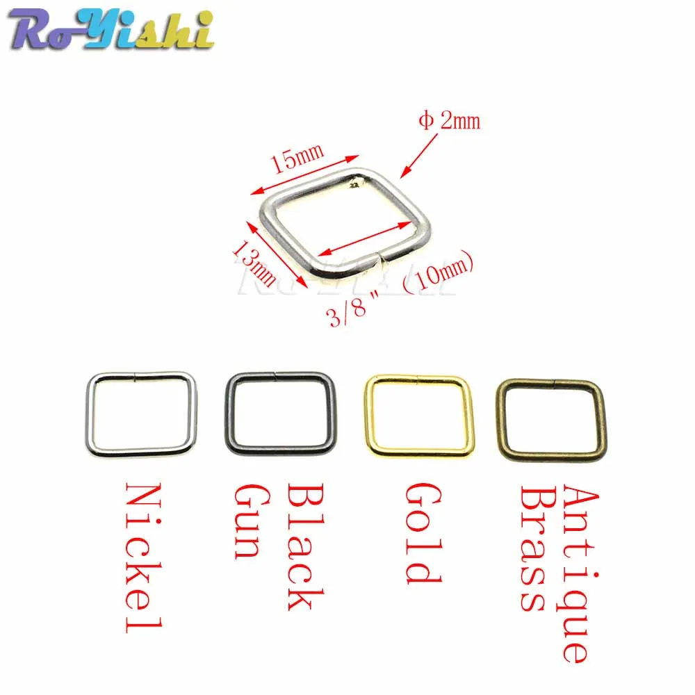 10pcs/pack Metal Wire Formed Rectangle Ring Loops for Webbing 10 12 15 20 25 32 38mm