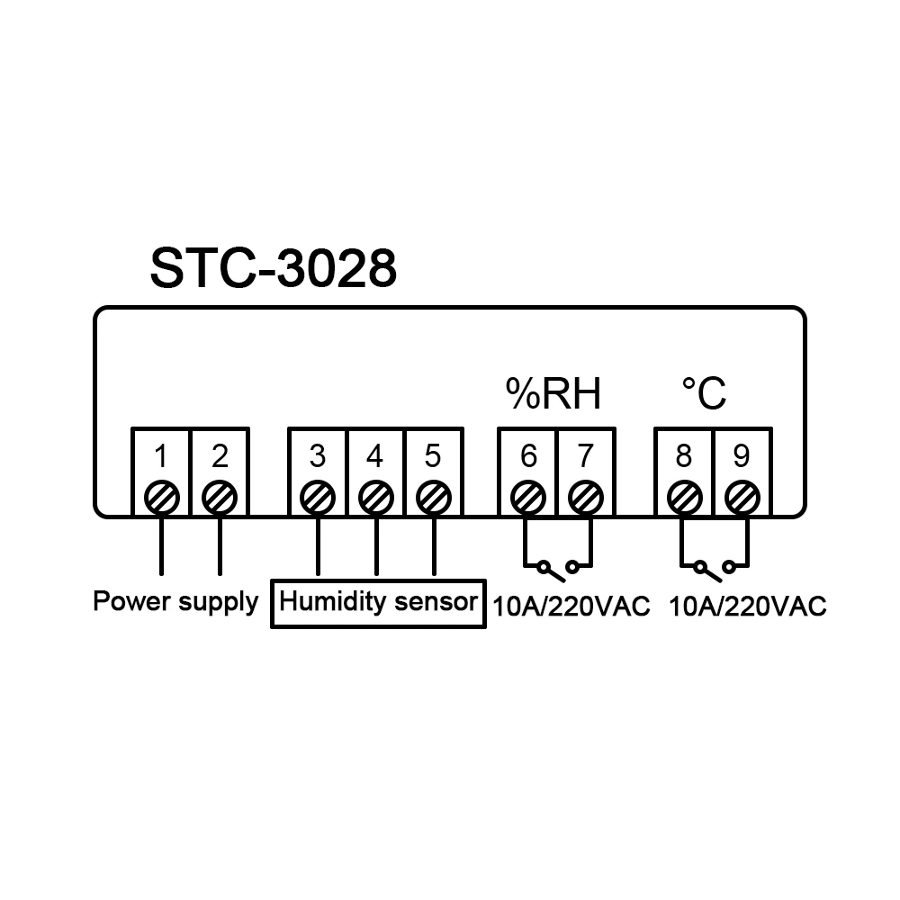 STC-3028, цифровой регулятор температуры и влажности, термостат на холодильник, гигростат, 110 В, 220 В, 12 В, 10 А, гигрометр, термометр