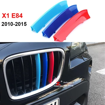 

3D M Styling Front Grille Trim motorsport Strips grill Cover Decoration Stickers for 2009-2015 BMW X1 E84
