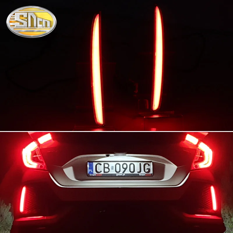 2PCS For Honda Civic Hatchback 2016 2017 2018 Multi function LED Rear Bumper Light Rear Fog