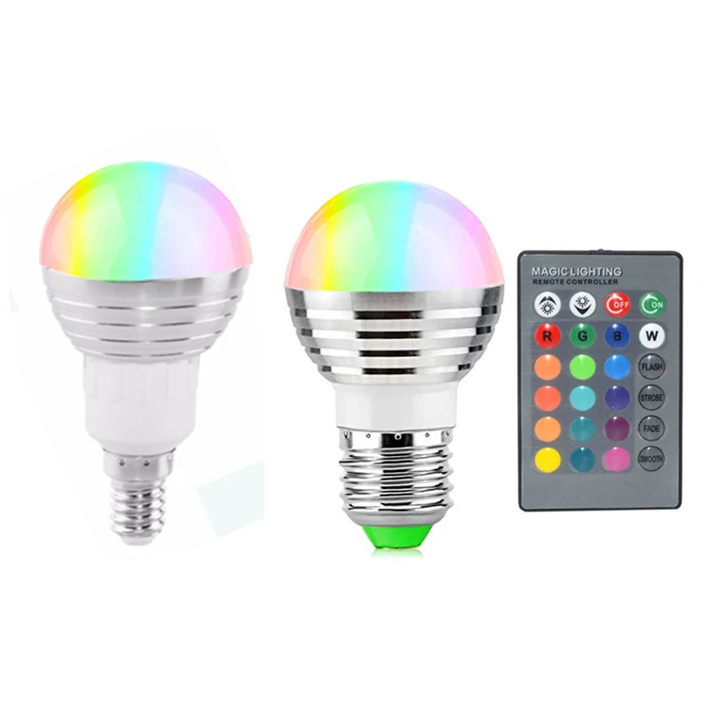

16 Color lamp Changing Spotlight LED RGB Bulb E14 E27 LED Lamp with 24 keys Remote control For brithday Home Decoration