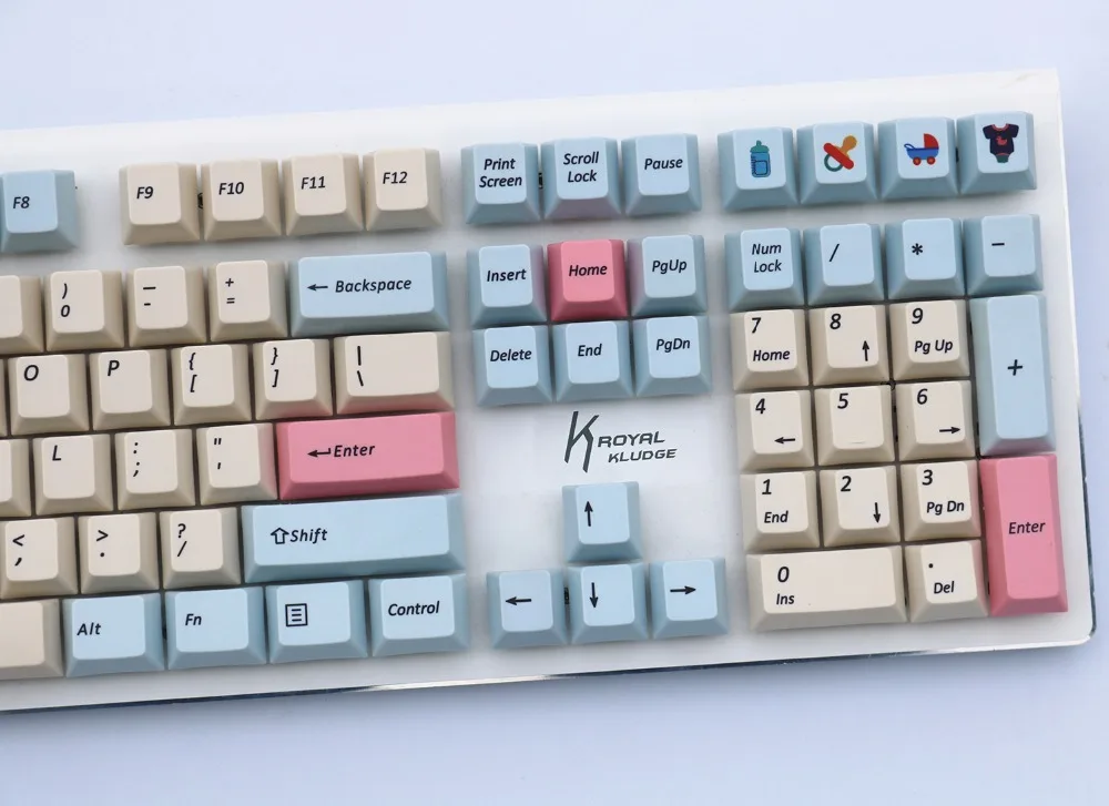 Розовый синий сублимированный брелок pbt с 108 клавишами для механической