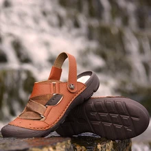 Sommer Neue Ankunft Atmungsaktiv Retro Elastische Marke Mens Casual Strand Schuhe Mann Sandalen Zapatos Hombre Plattform Braun Hausschuhe 44