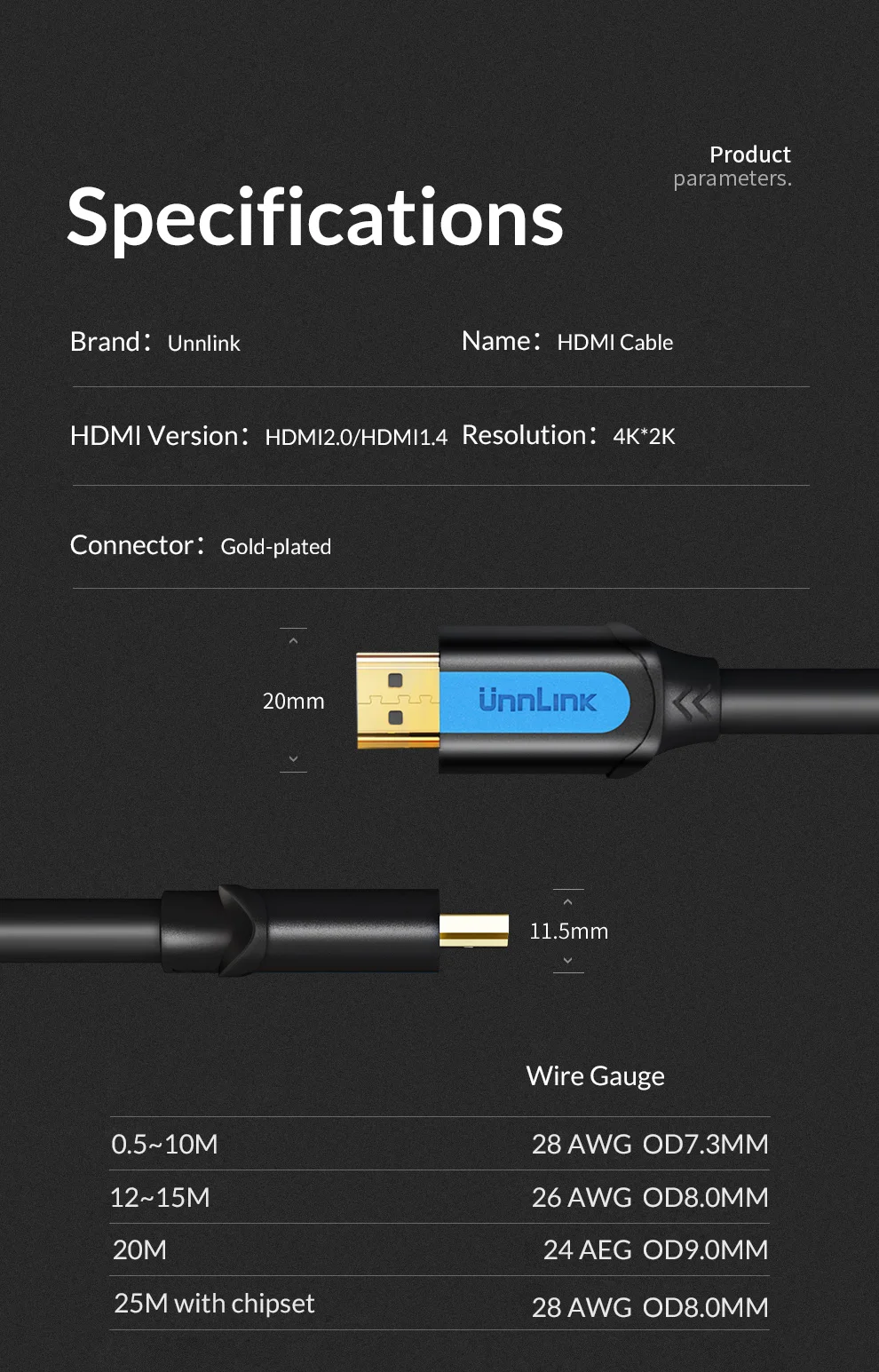 Unnlink длинный HDMI кабель UHD 4K @ 60Hz HDMI 2,0 HDR 3 м 5 м 8 M 10 м 15 м 20 м 25 м для Splitter Переключатель PS4 ТВ Ми xbox проектор компьютер