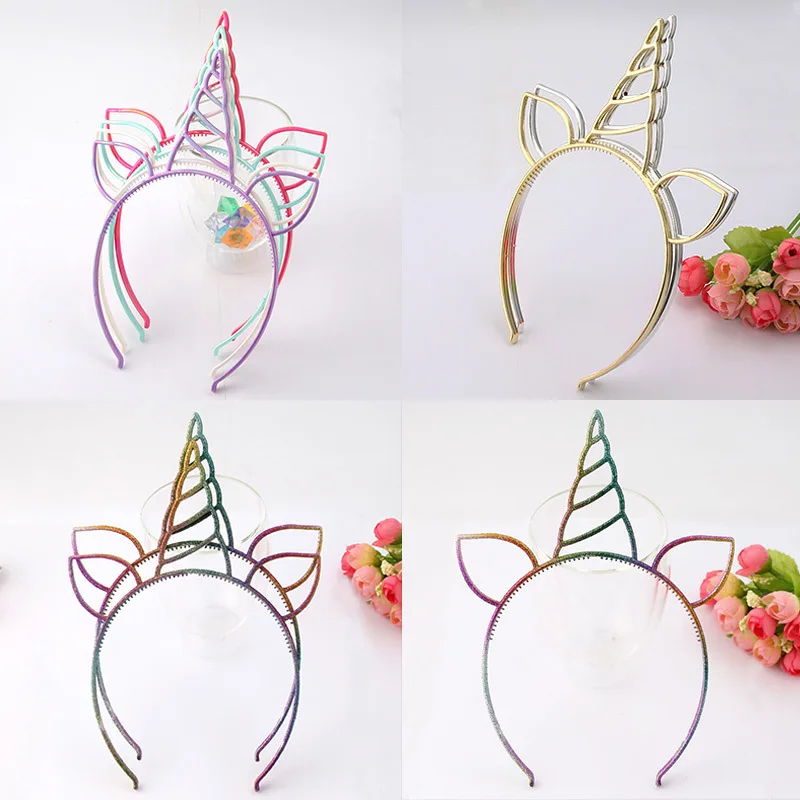 6pcs/lot Unicorn Theme Colorful Birthday Gift Ornaments For children's Hair Event Party Supplies Hat Girls Headdress Dance Party