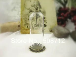 

!Free shipping!GGP00057 50sets/lot 50*18mm Arch Glass Globe Bubbles with bronze double lace base+round ring