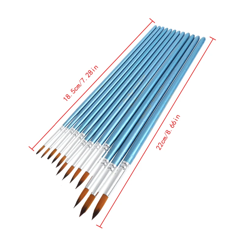 12X Нейлоновая Щетка для волос ручка-закладка акварель акрил для живописи, рисования инструмент