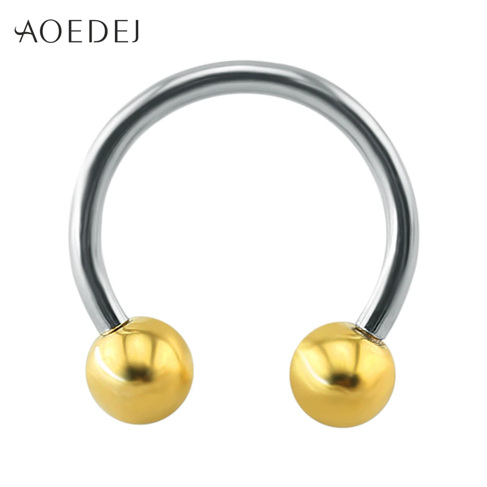 AOEDEJ Two Colors Septum Piercing Real 14g Stainless Steel Nose Septum