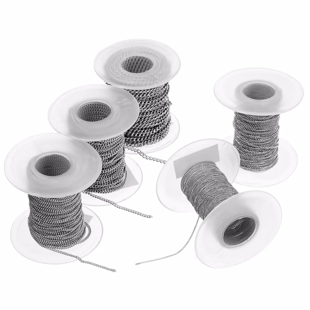 

LOULEUR 10 yards/roll Silver Color Chains Necklace High Quality Stainless Steel Link Chains for Diy Necklace Jewely Making