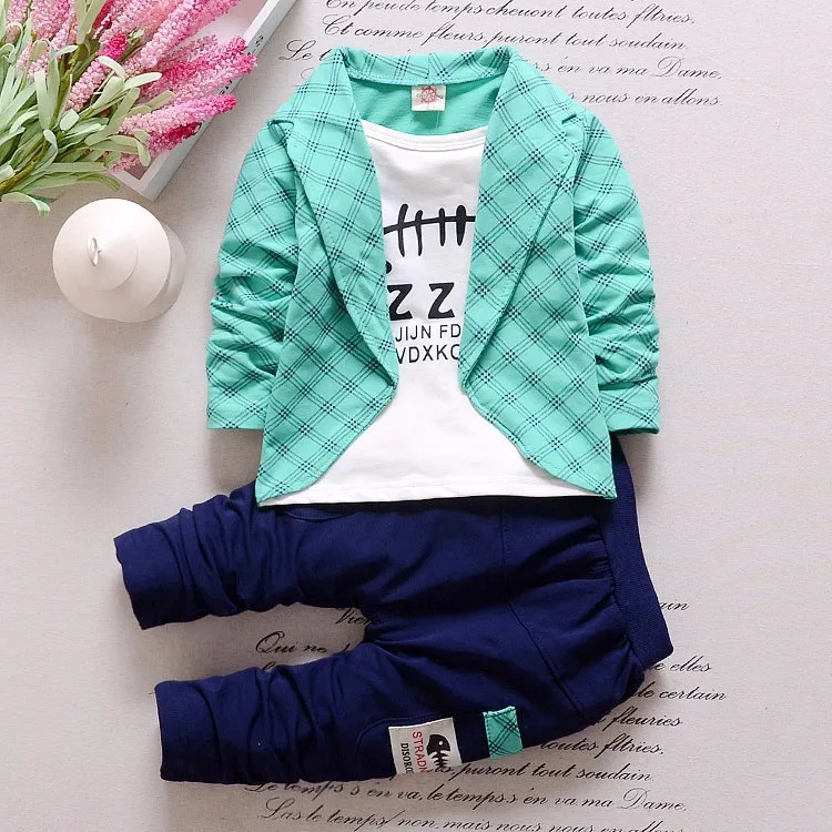 

Toddler Boys Clothing 2017 Korean Spring Autumn Plaid Long Sleeved Tops + Pants 2PCS Outfits Kids Bebes Jogging Suits Tracksuits