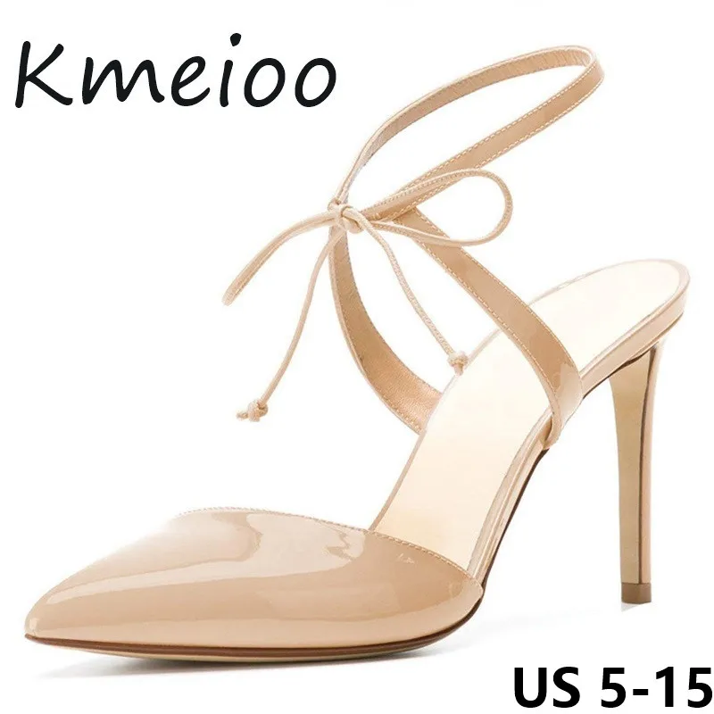

Kmeioo Women US Size 5-15 Fashion Sandals Stylish Lace up Pumps Pointed Toe Slingback Stilettos High Heel Sandals Shoes Summer