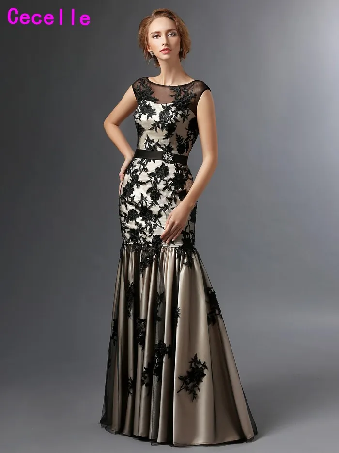 Elegant Mermaid Black Champagne Mother Of The Bride