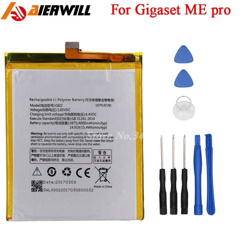 

For gigaset Giga ME pro GS57-6 Battery GI02 Batterie Bateria Accumulator 4000mAh+Tools