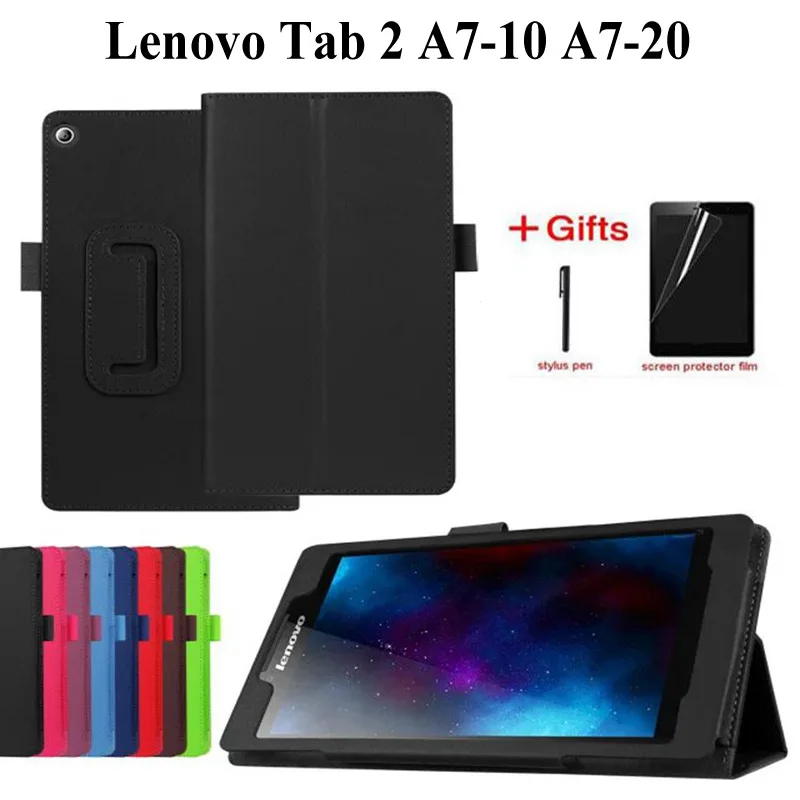 

Litchi stand PU Leather Case For For Lenovo Tab 2 A7-10 A7-10F A7-20 A7-20F Tab2 A7 20 10 7.0 inch Tablet case+Film+Pen
