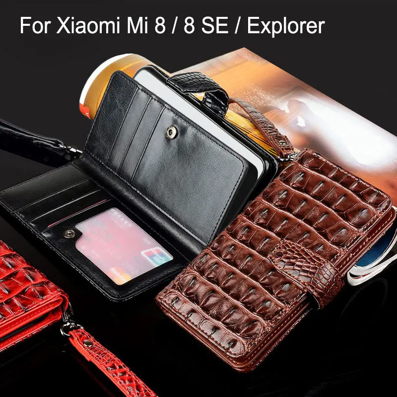 

for xiaomi mi 8 SE Explorer case Luxury Crocodile Snake Leather Flip cover Wallet phone Case for xiaomi mi 8 SE Explorer funda